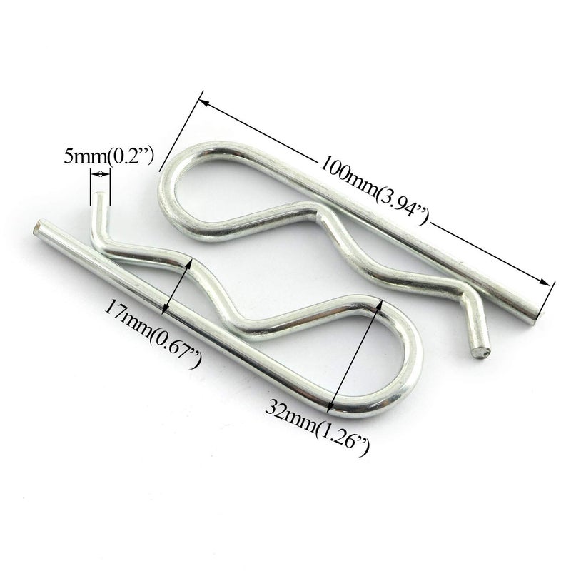 LQ Industrial 2 PCS Stainless Steel R Clips Spring Retaining Wire Hair Pins Lynch Cotter M5x100 - Image 2